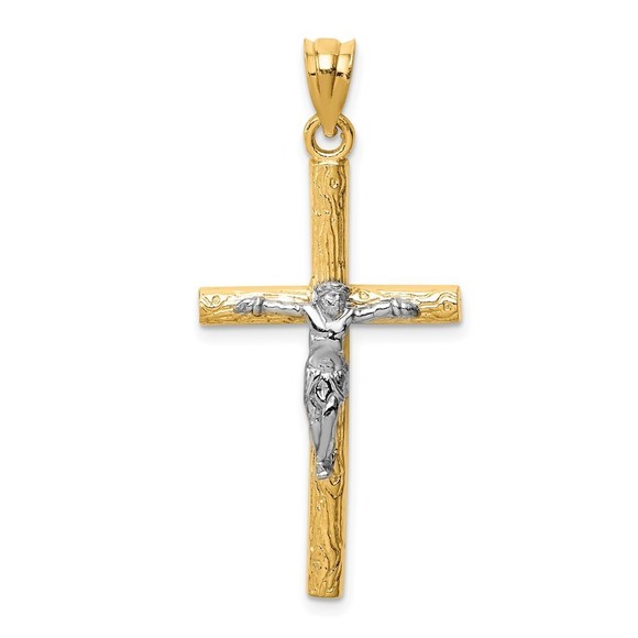 Million Charms 14k Gold Two-tone Religious Crucifix...
